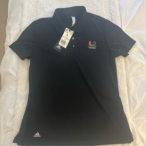University of Miami Logo Black Adidas Polo Golf Women’s Shirt Small